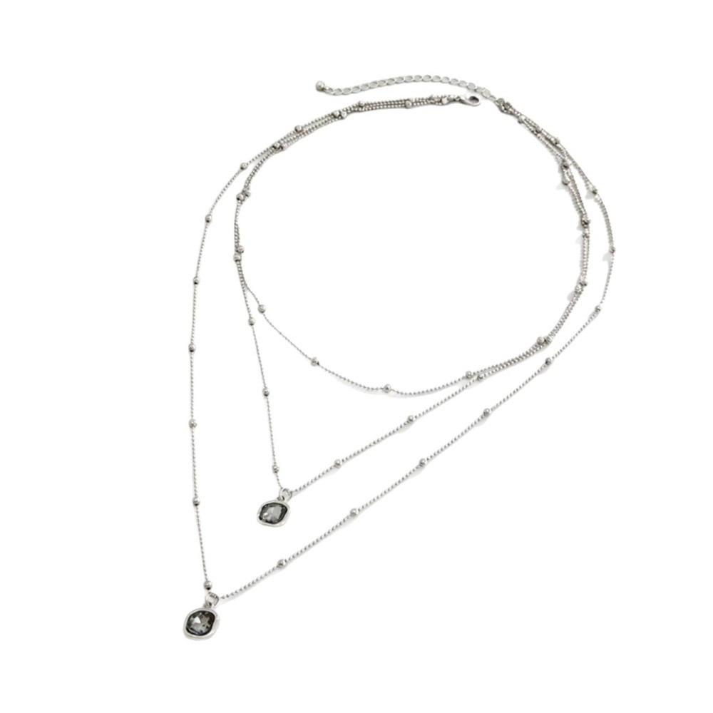 Bead Rhinestone Pendant Necklace Shiny Charm Jewelry Multi-layer Clavicle Chain  Party Jewelry