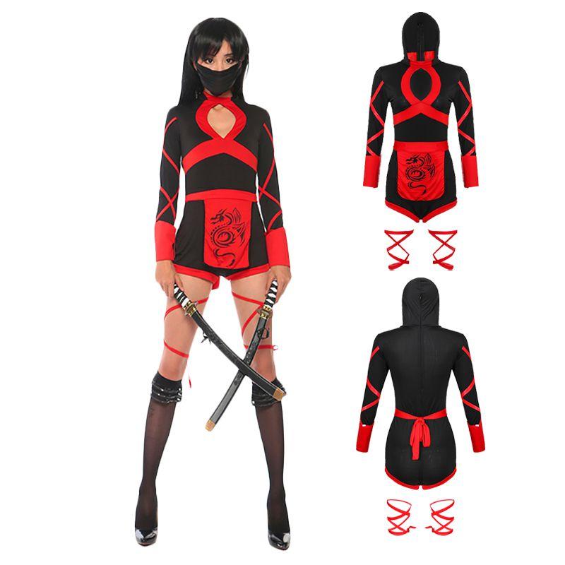 Cosplay Women Ninja Jumpsuit Warrior Halloween Costume Lady Fancy Outfits Dress