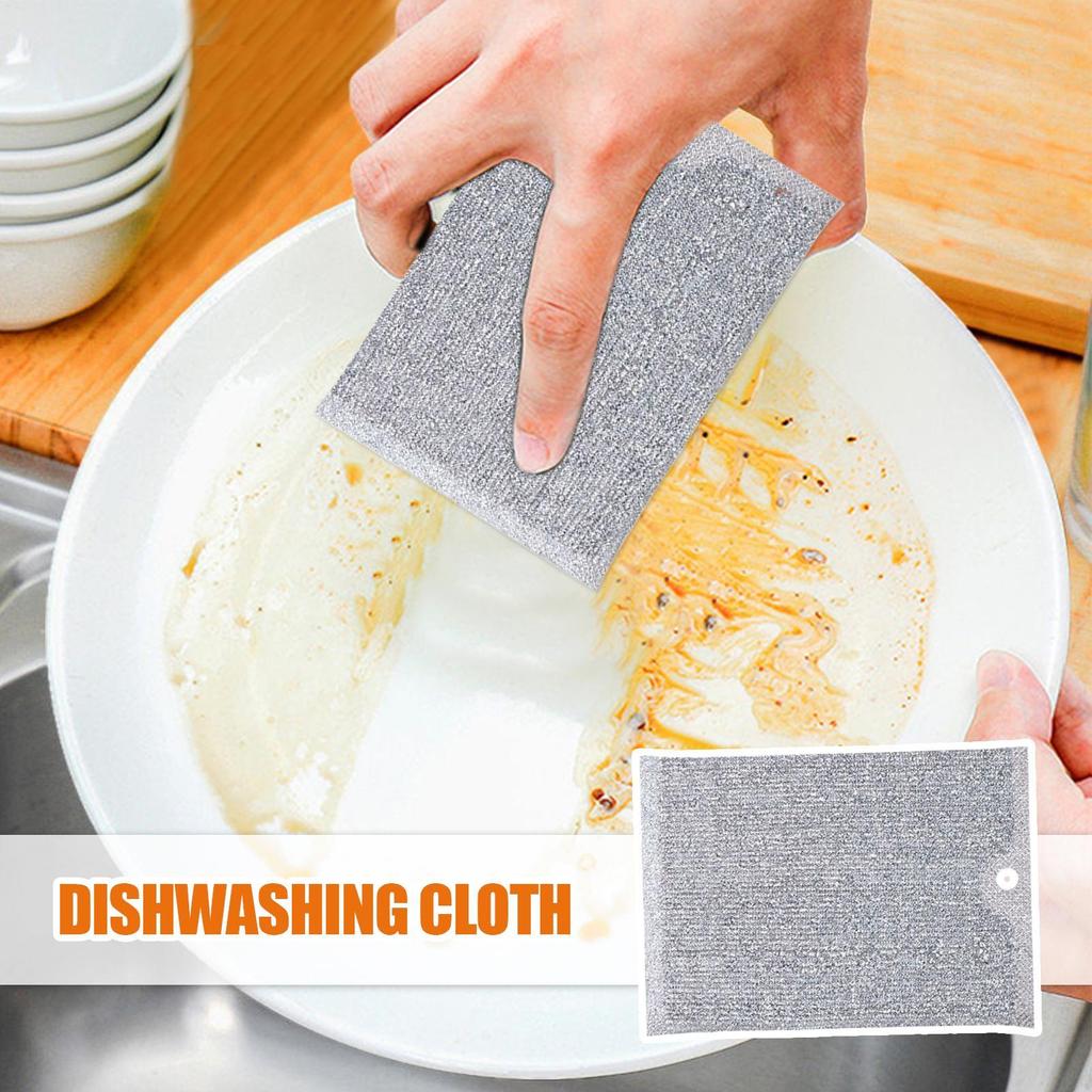 Wire Dishwashing Rag 5 Pieces Kitchen Wire Dishcloth Self-Draining Pads Scrubber Portable Cleaning Tools For Kitchen Home
