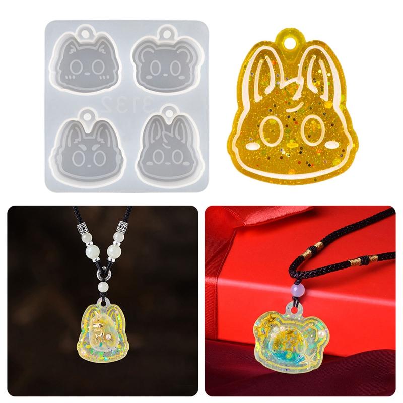 Pendant Silicone Mold,Cute Cats for Head Earrings Resin Mold for Necklace Keychain DIY Crystal Epoxy Resin Jewelry Ma
