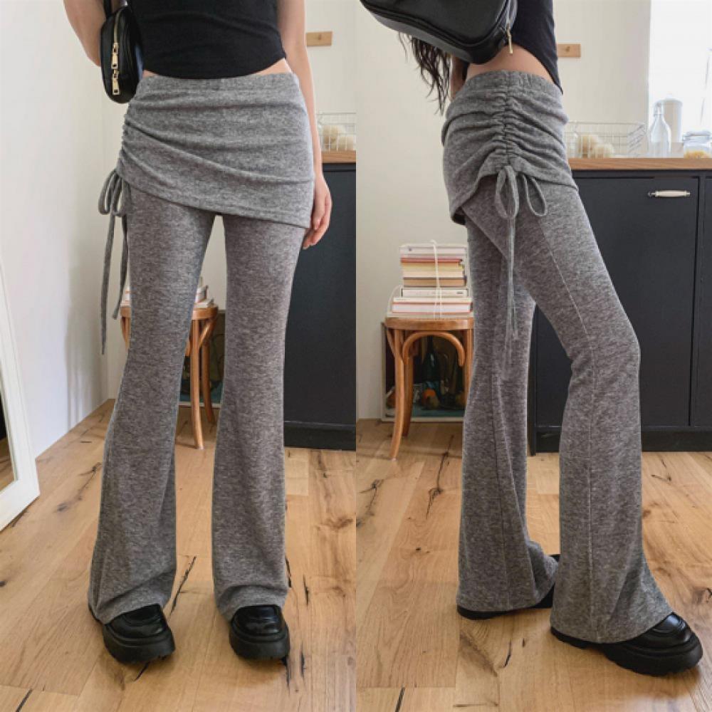 New Arrivals Open Run Women Pleated Layered Short Skirt Bootcut Pants