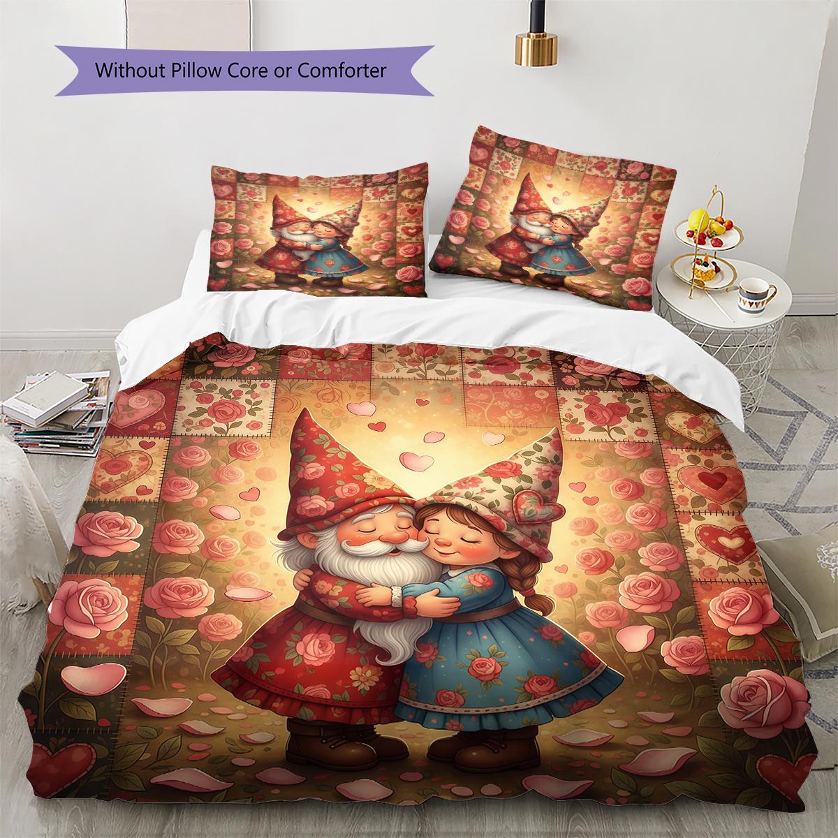 

Valentine s Day Pattern Bedding Quilt Cover Pillowcase Home Decoration Birthday Gift (1 * duvet cover + 2 * pillowcase, without core) 135x200cm