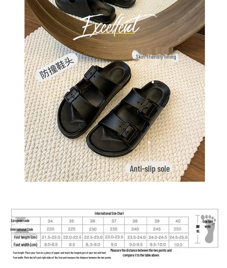 Women's 2025 Summer EVA Slip-on Slippers - Buckle Solid Color Beach Shoes