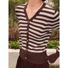 JUZUI Women's Retro Striped Slim-fit Wool Knit Sweater