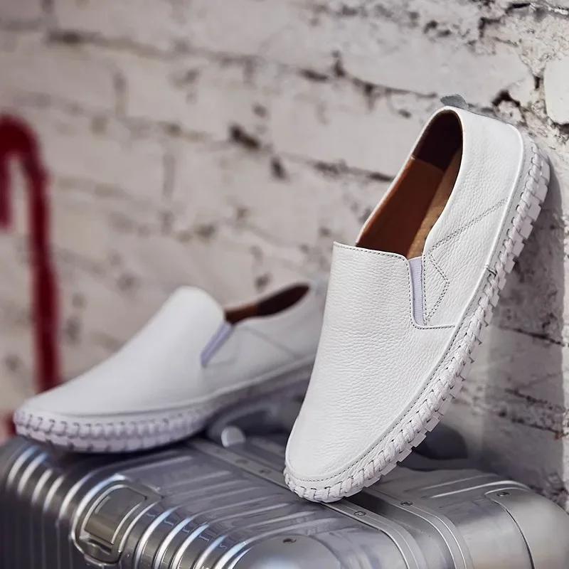 Fashion Size 38-50 Men Casual Shoes Genuine Leather Men Sneakers Handmade Slip On Outdoor Shoes Fashion Loafers Men Shoes Moccasins