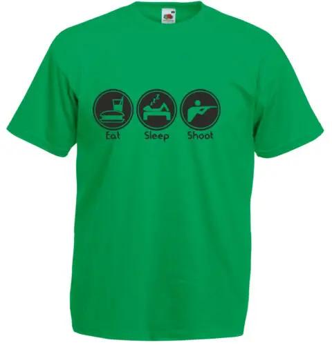 Eat Sleep Shoot Funny Shooting Sport Mens TShirt Summer 100 Cotton Short Sleeve ONeck Unisex T Shirt New Siza S3XL