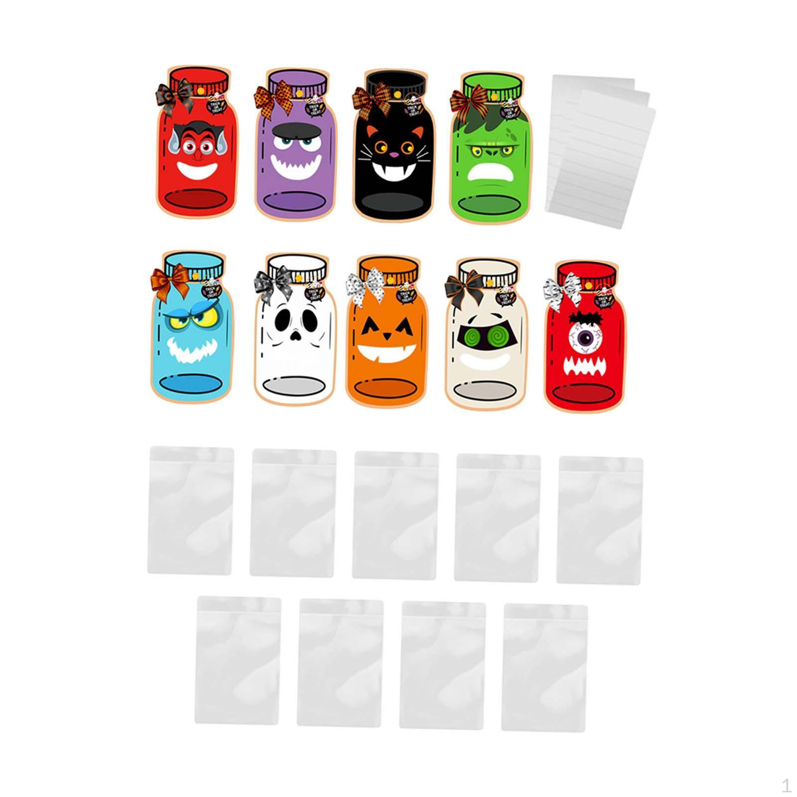 

9 штук Хэллоуинские пакеты для угощений, карточки для банок, конфеты, наборы для DIY-держателей, наполнители для пакетов