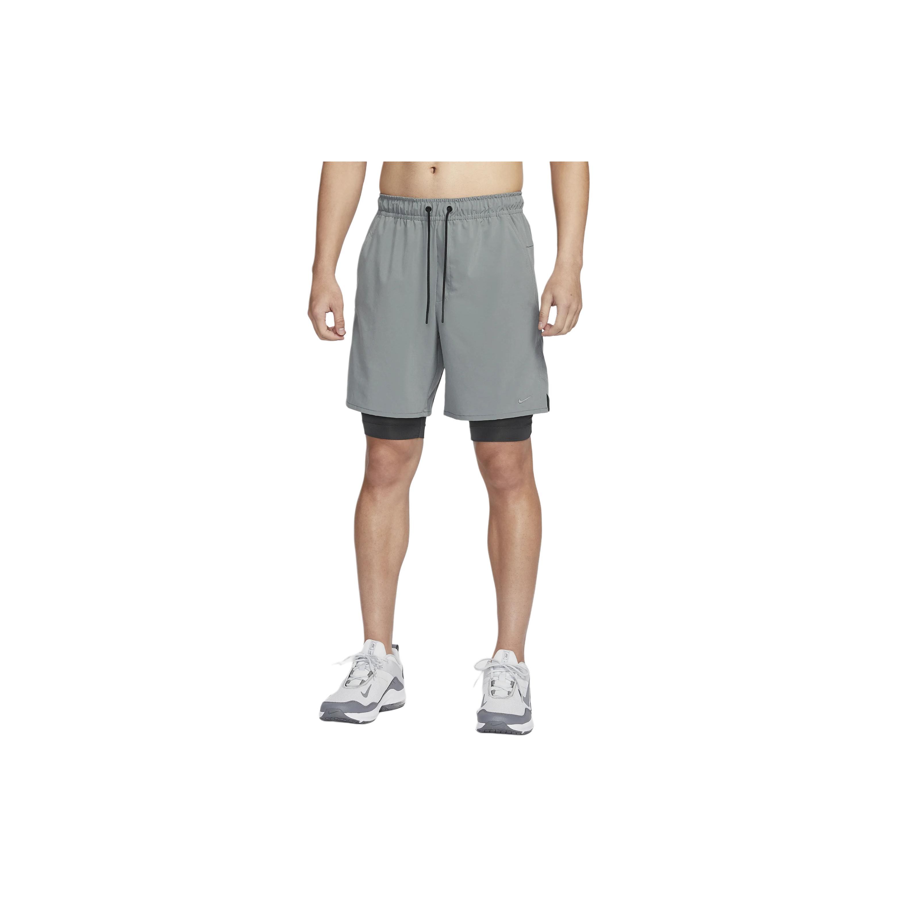 

Nike Dri-FIT Unlimited Solid Logo Embroidered Two-In-One Casual Shorts Men shorts Smoke-Gray DV9335084 S