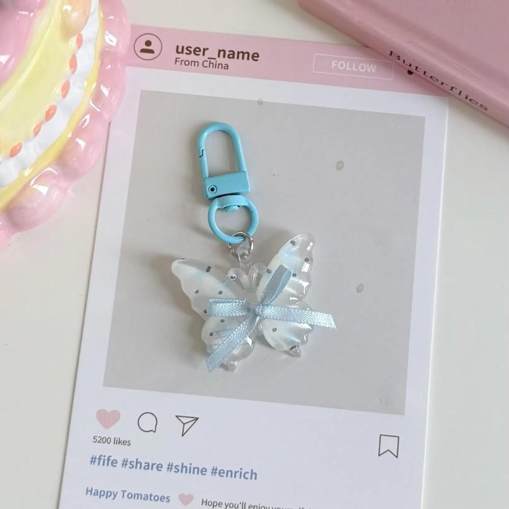 Hangings Butterfly Keychain Super Fairy Jelly Key Chain New Earphone Case Pendant  Girls