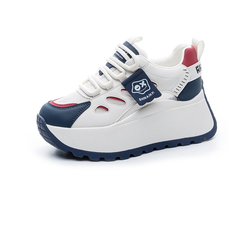 2025 spring new casual inner heightening platform mesh dad shoes lace-up color matching student sports shoes small single shoes