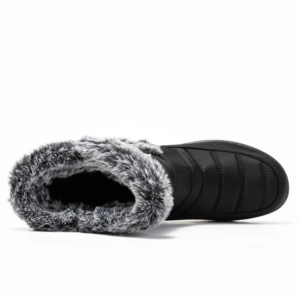 Thick Plush Waterproof Winter Boots for Women Non Slip Faux Fur Mid Calf Snow Boots Woman Outdoor Thick Sole Cotton Padded Shoes