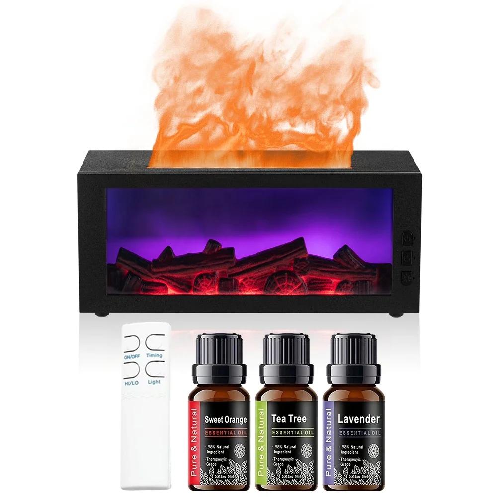 Air Humidifier & Essential Oil Diffuser for Home  Ultrasonic Aromatherapy Device with 7-Color LED Night Light, Flame Design, Qui