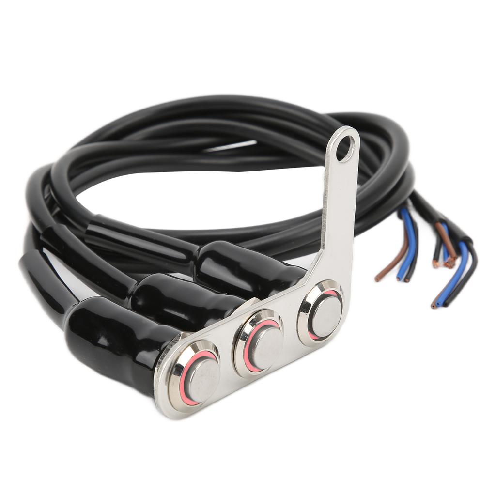 Motorcycle Handlebar Switch LED Stainless Steel Waterproof for Horn Headlight Spot LampLeft