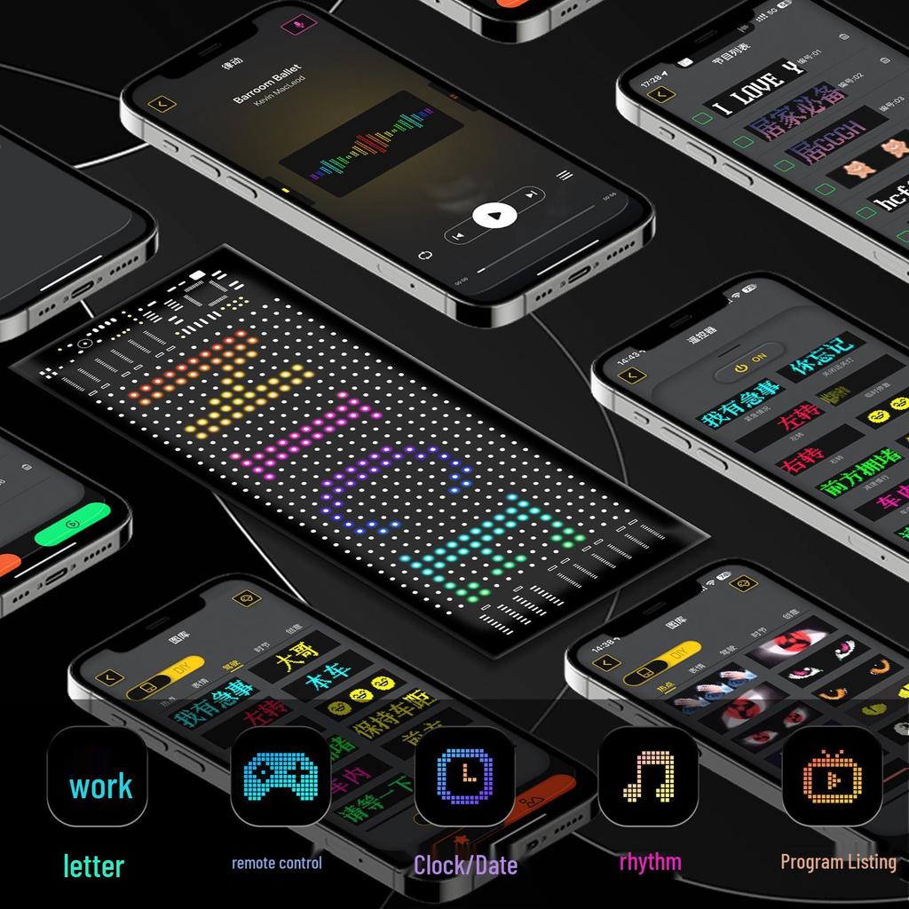 Bluetooth LED Display Cap: 16x32 Flexible Full-Color Scrolling Screen with Subtitle Feature