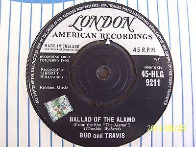 

7inch Record BUD TRAVIS Ballad Of The Alamo HLG9211 London Records 1960 UK Soundtracks Musicals Used