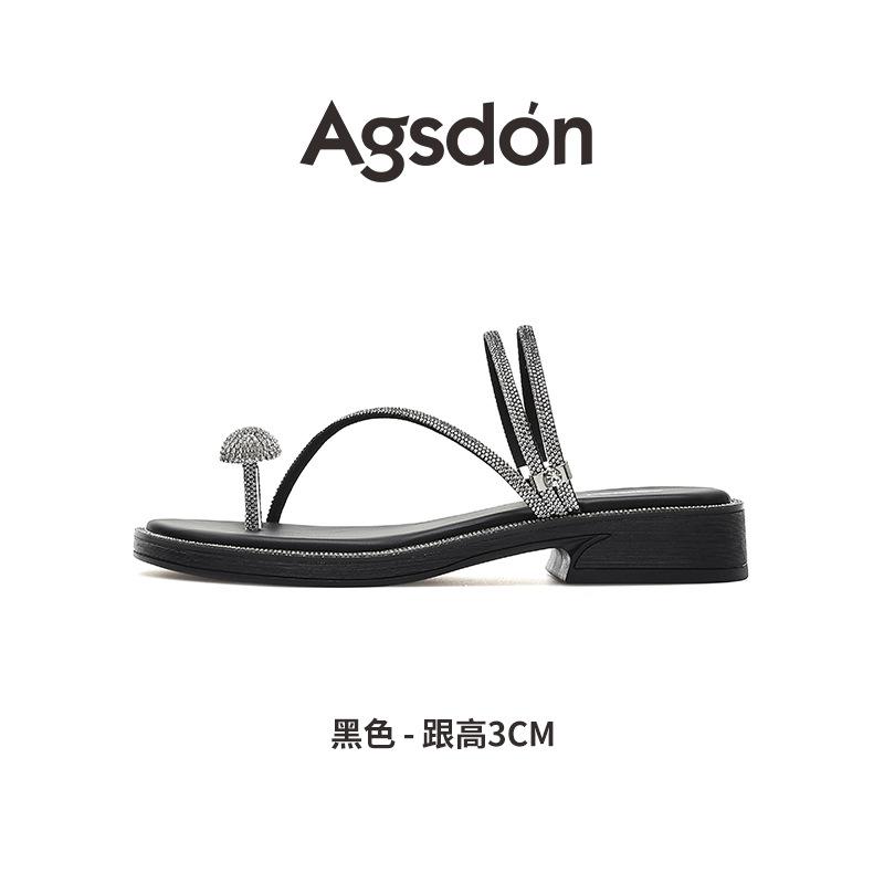 

Augustine flat sandals women s 2025 new summer wear French toe slippers with skirt rhinestone sandals 40