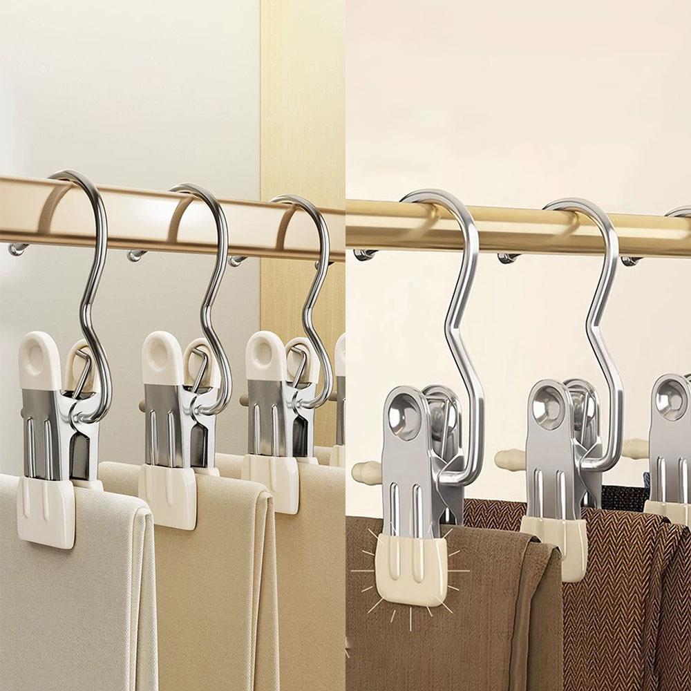 5 Pièces Cintre Pince à Linge Multifonctionnel Crochet à Vêtements Boucle Clip Métallique pour Chapeau Jupe Pantalon Rangement Armoire Vêtements Clips Antidérapants