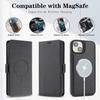 For iPhone 15 Case Detachable 2 in 1 Leather Wallet Phone Cover Compatible with MagSafe