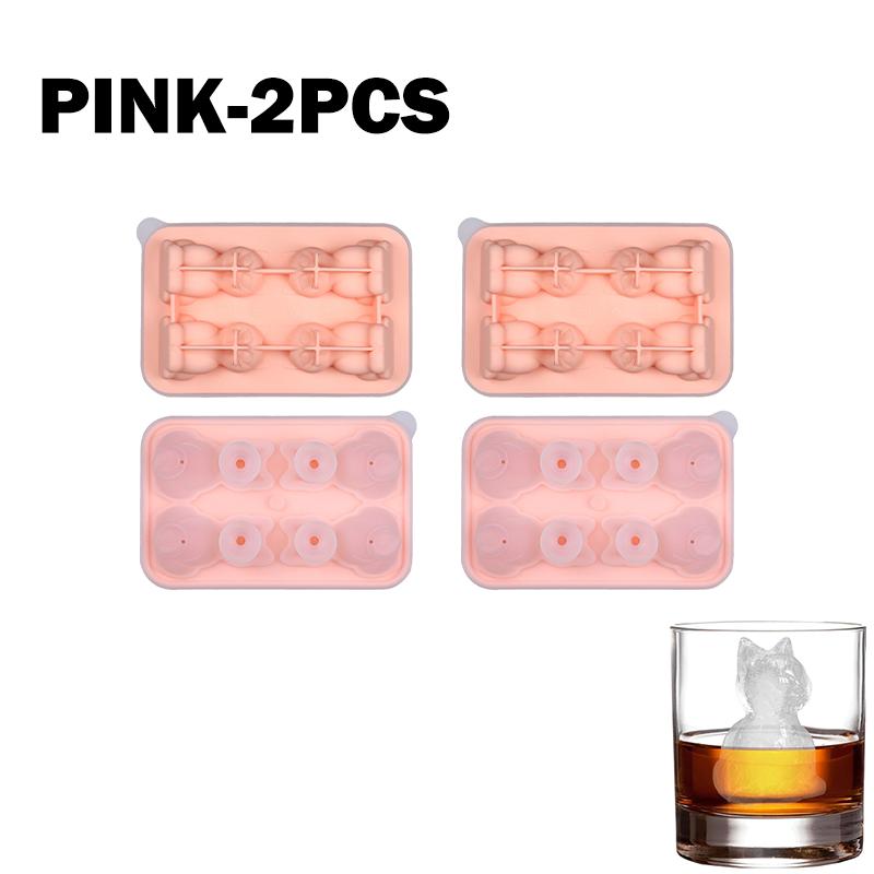 1/2/4PCS Cute 3D Cat Ice Cube Mold Silicone Easy Release BPA Free Ice Block Maker for Kitchen Household Fun Cat Shaped Ice Tray