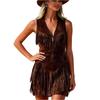 Sleeveless V Neck Zipper Dress for Women Western Style Look Mini Dress Summer Dresses for Women Uk Ladies Summer Dresses Uk