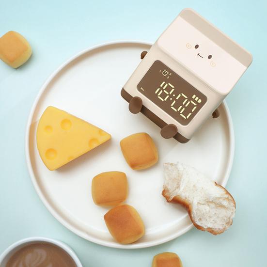 Alarm Clock Digital Clock Milk Box Shape Clock Children Wake Up Clock Rechargeable Countdown Legible Large Screen Multifunctional Bedroom Alarm Clock