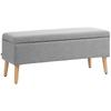 Upholstered Bench With Storage Space Linen Look Fabric Rubber Wood Legs Up To 220 Kg 110x39x45cm Gray