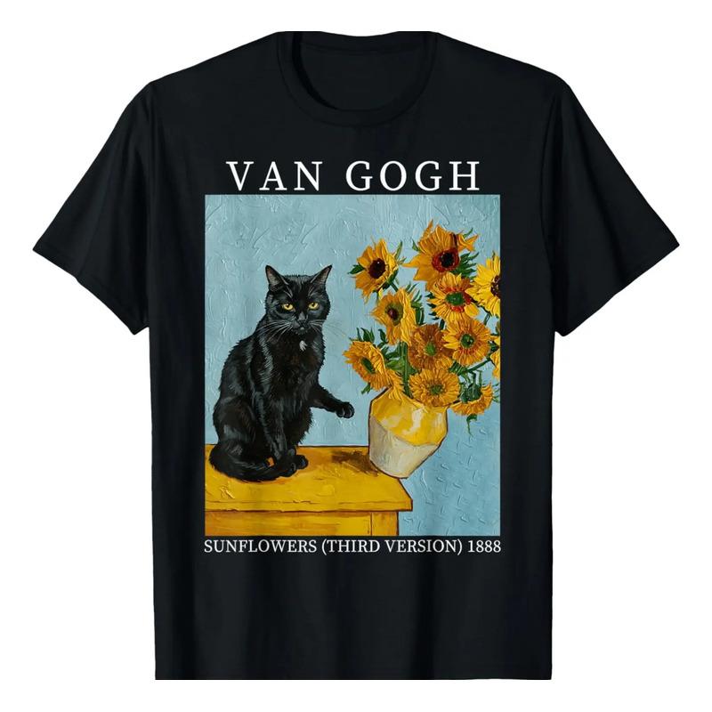 Divertido Meme De Gato Negro Con Girasoles De Van Gogh Para S
