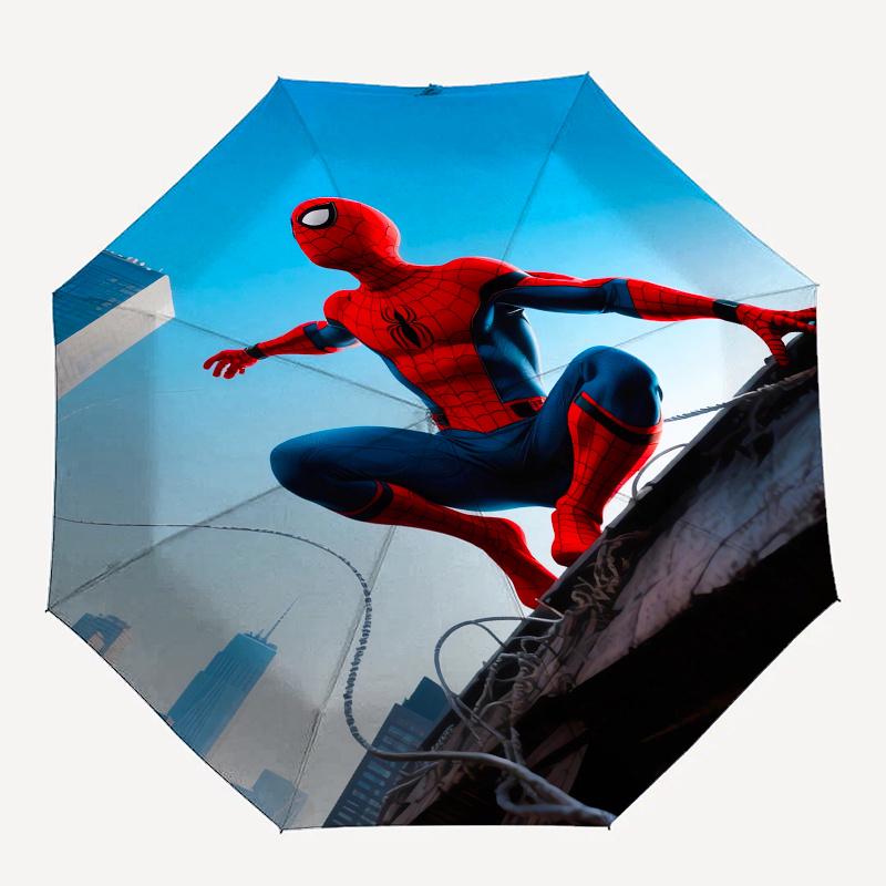 Spider-Man, Web-Slinger Automatic Opening and Closing Umbrella, Compact Travel Umbrella, Lightweight and Portable, Suitable for Beach Commut