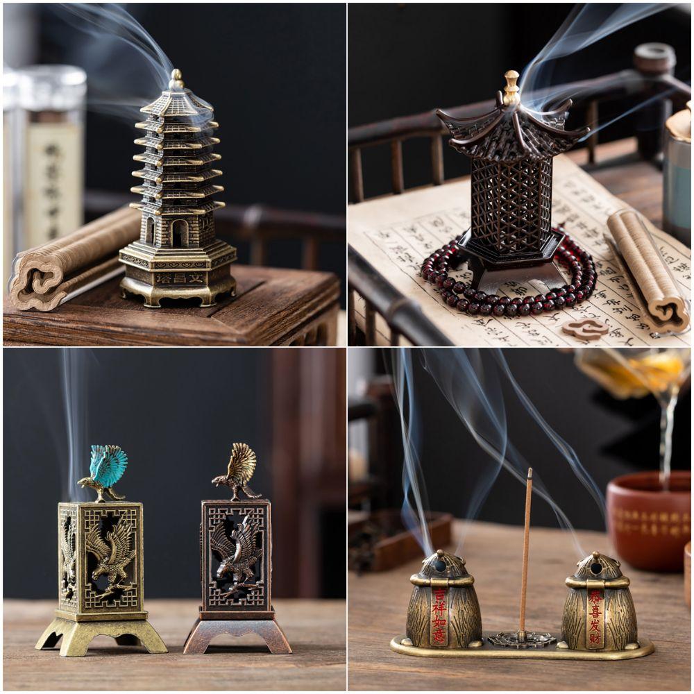 Creative Chinese Style Incense Burner Zinc Alloy Vertical Incense Holder Good Symbolism Accessories Incense Burning Gifts