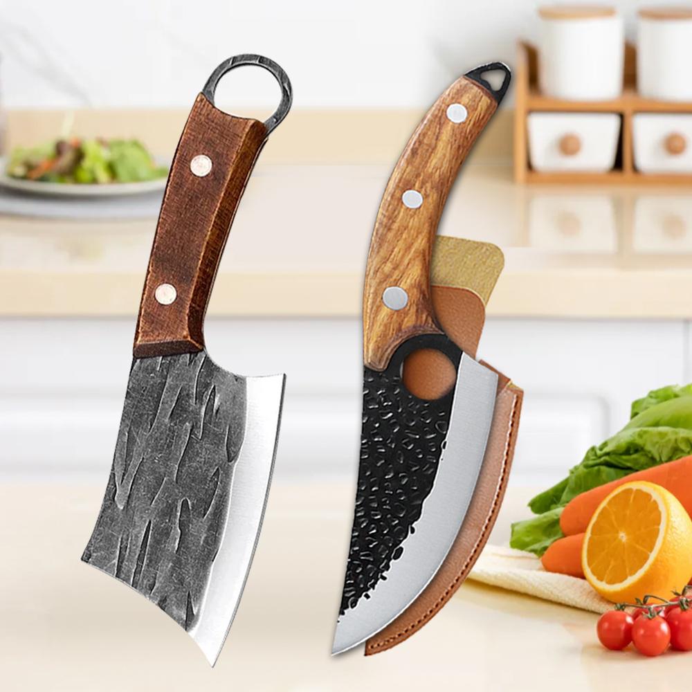 Stainless Steel Butcher Boning Knife Handmade Forged Knife Meat Cleaver Vegetable Slicing Knife Fish Knife with Wooden Handle
