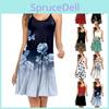 Sleeveless Printed Shoulder Womens Strap Workwear Sleepwear Dress