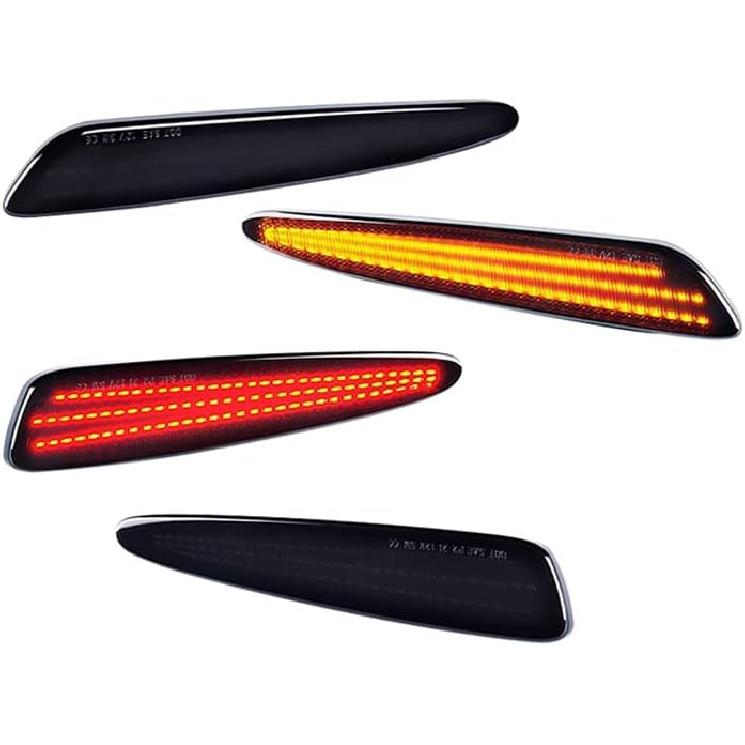 Front Fender Marker Lamps, Red Amber LED Front Bumper Side Marker Lights Smoke Lens, Compatible with Chevy Corvette C6 2005-2013