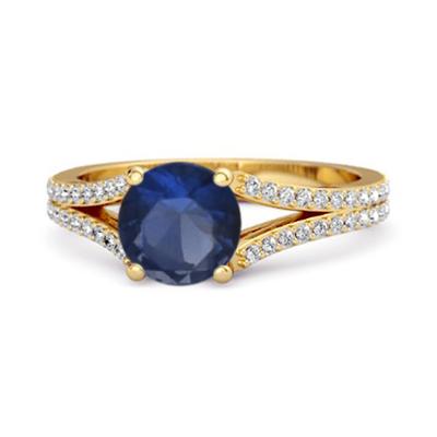 Blauer Saphir geteilter Bandring - 925er Sterlingsilber Gold Vermeil