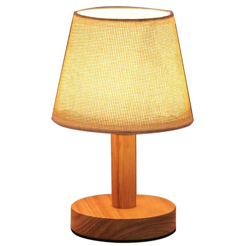 Lampe de Table LED en Bois Massif USB: Design Tissu pour Chambre, Chevet, Bureau ou Résidence Universitaire - Veilleuse & Éclairage d'Ambiance Décoratif