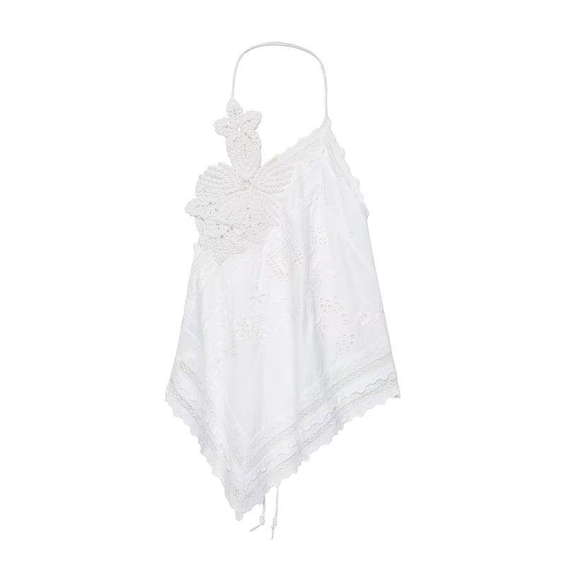 Zbzr Autumn New Women Clothes Neck Collar Embroidered Flower Asymmetric Top Vest 6895240-