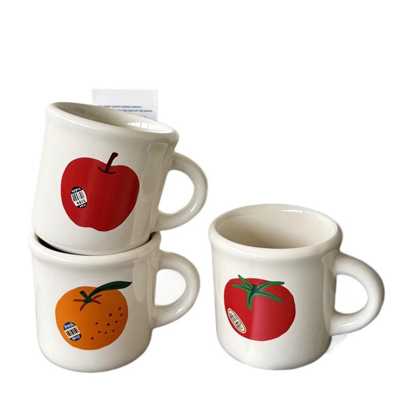 New Year's High Appearance Level Ins Tomato Ceramic Cup Apple Mug Breakfast Milk Cup  Coffee Cup  Souvenir Gift Cup