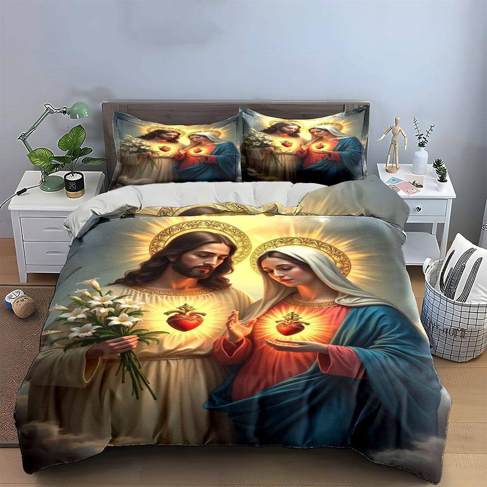 Sacred Heart Christian Bedding Bedding Duvet Cover Set Duvet Cover Pillowcases (1 * Duvet Cover 2 * Pillowcases, without duvet insert)