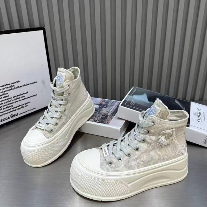 Fashion Platform High Top Shoes Women's 2025 New Small Heightened Casual Canvas Shoes