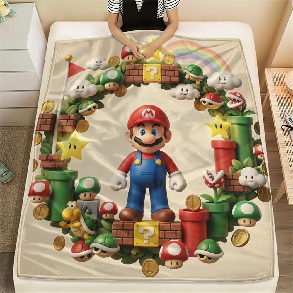 

Mario Level Scene Blanket, Mario Fan Soft Throw, Perfect Gift.chl 75x90cm