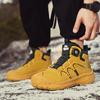 2025Yellow Winter Trekking Boots Men Hiking Shoes High top Motorcycle Shoes Man Work Sneakers Warm Fur Outdoor Walking Boots Men