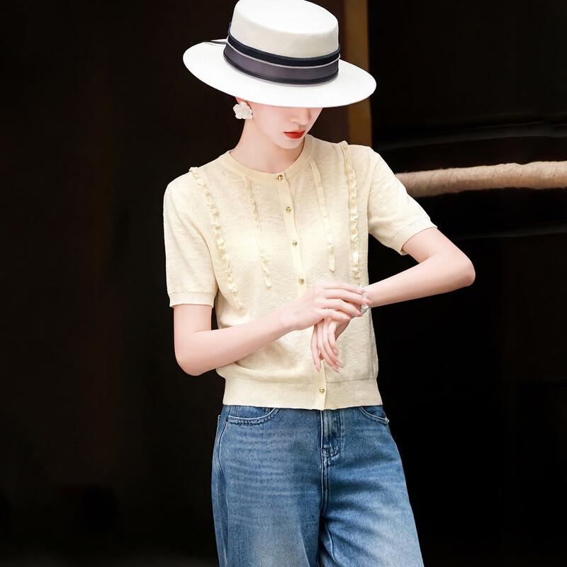 Lanser s Ruffle Trim Knit Blouse One Size
