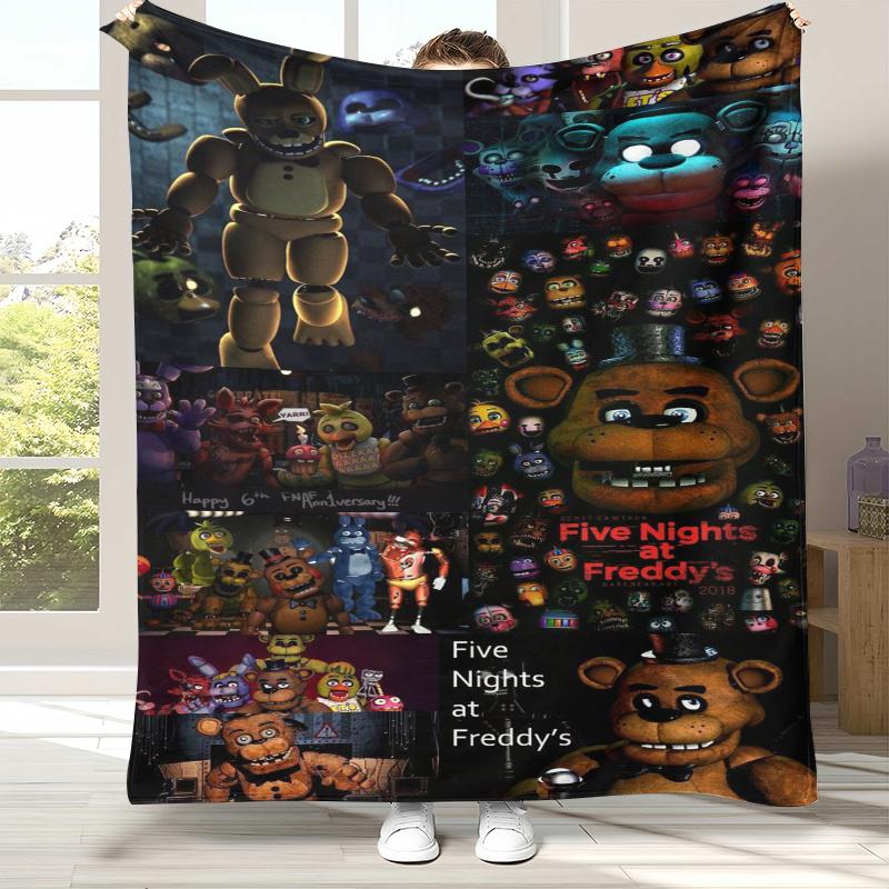 

Horror Freddy F-FNAF Games Flannel Blanket,Ultra Soft Warm Plush Throw for Home Bedroom Bed Sofa Cover Office Camping Picnic 75x90cm