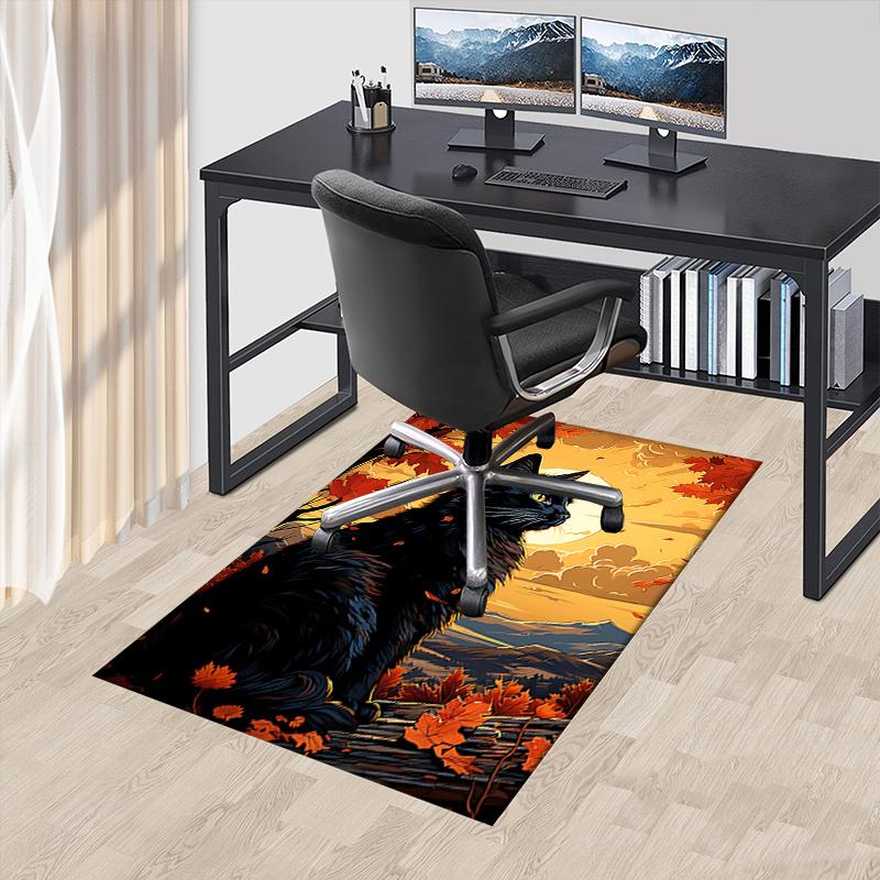 

Black Cat Theme Chair Mat Office Carpet Oversized Rug for Home Decor, Sofa Carpet, Desk Pad, Gift Idea for Office and Living Room 60cm by 90cm
