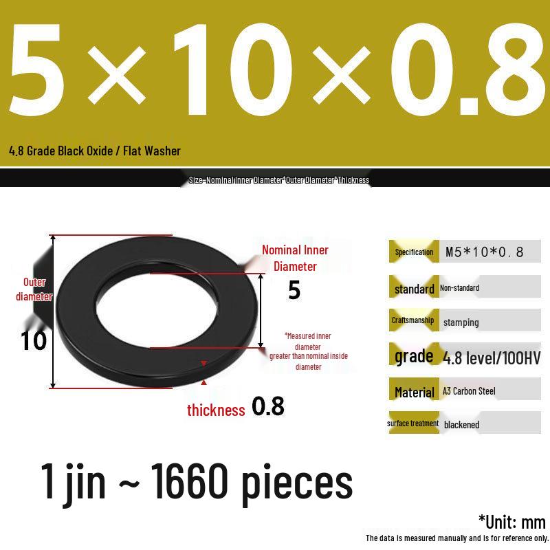 Blackened Enlarged Thickened Metal Washer - M3-M42
