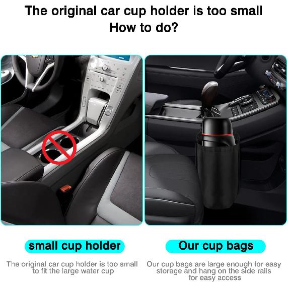 Cup Holder Large Cup Holder. Auto Water Bottle Holder Bag .Car Water Cup Storage Bag Large 30/50 Oz. Bottles & Big Drinks. Hanging Multi-Function