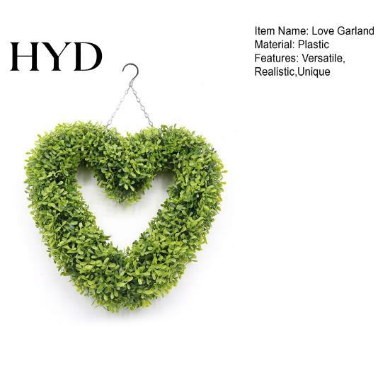 Artificial Hanging Plants Heart Wreath Fake Green Plant Decor for Wall Door Natural Look Garland Window Indoor Outdoor Use No Care Required Realistic