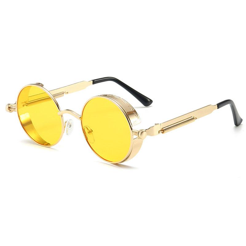 Classic Gothic Steampunk Sun Glasses Men's Women's Brand Designer Vintage Style Round Metal Material Glasses Frame Sun Eyeglasses High Quality UV400