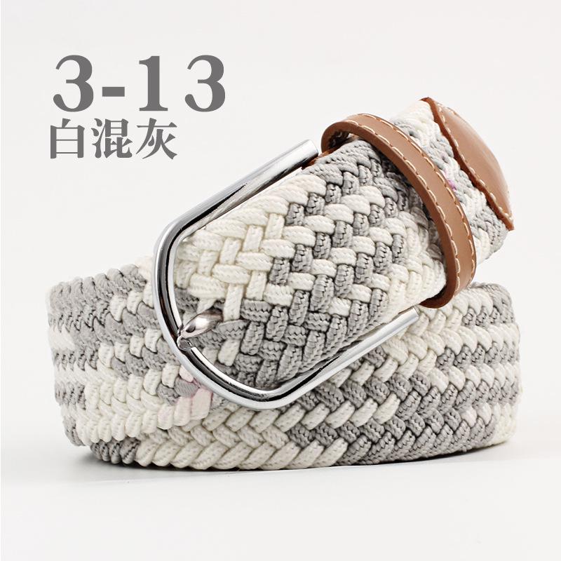 Women Casual Knitted Pin Buckle Without Holes Men Belt Woven Canvas Elastic Expandable Braided Stretch Belts for Female Jeans