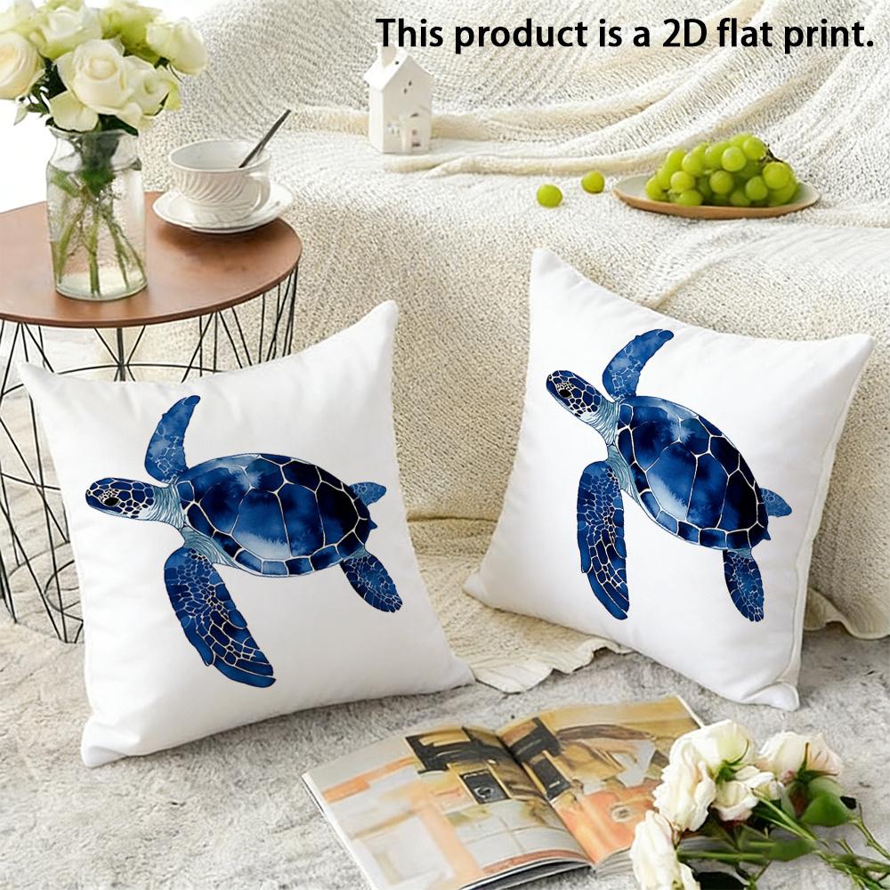 Blue Coral-Patterned Pillow Coverscushion Covers, Zippered, Decorative Pillowcases, 45X45 Cover Sleeves