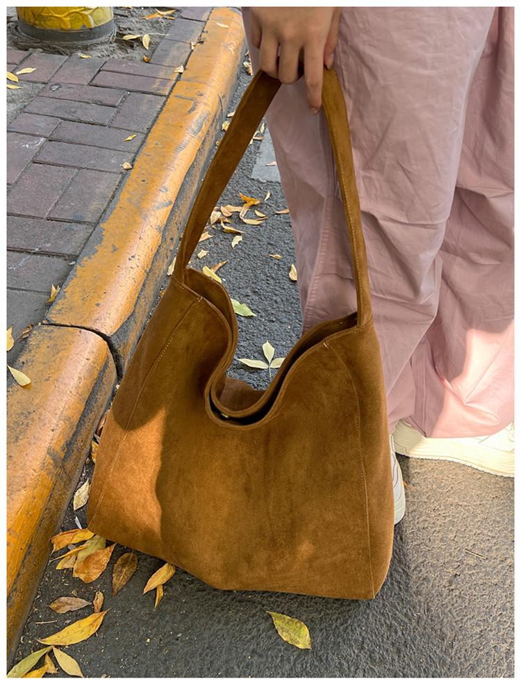 Bolso Tote de Gamuza Esmerilada para Mujer - Gran Capacidad, Bolso de Hombro Casual Versátil para Otoño/Invierno